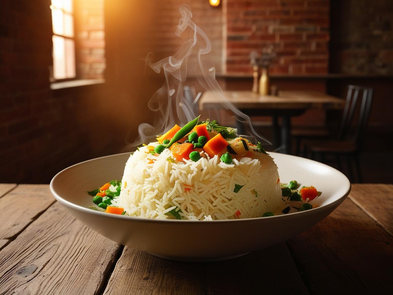 Plato elegante con arroz basmati