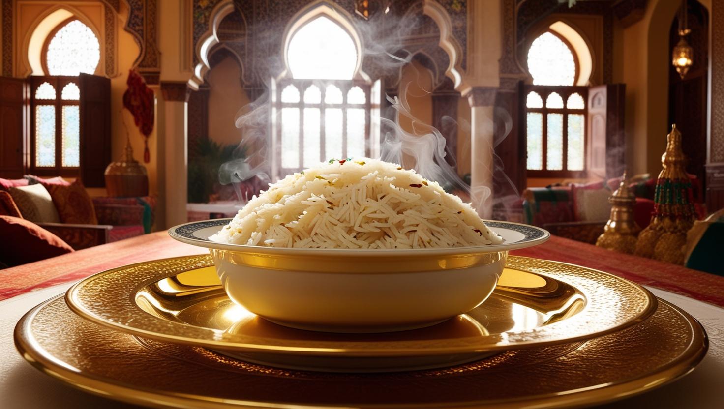 arroz basmati en comedor elegante